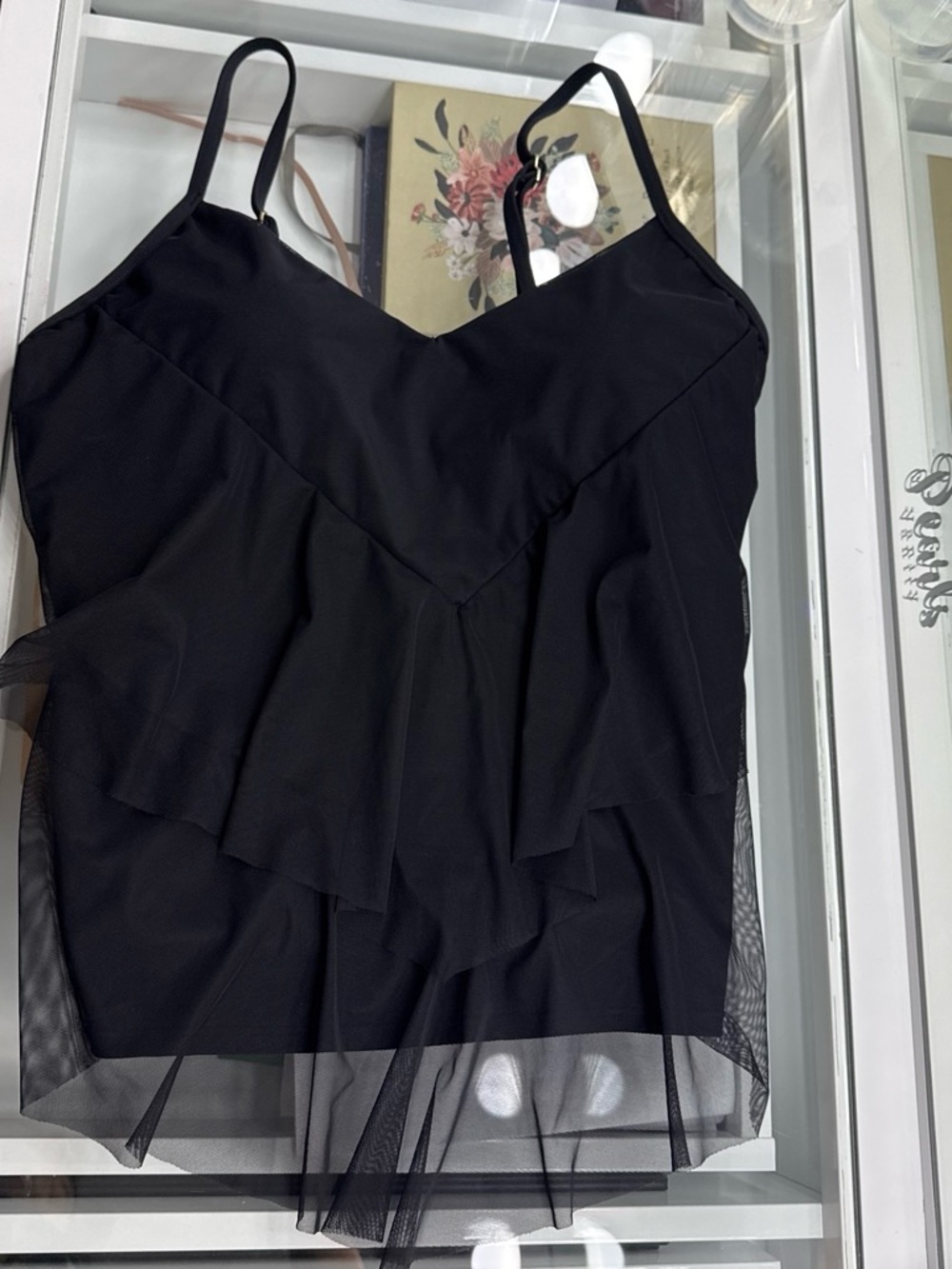 Soft Surroundings Black Layered Mesh Cami